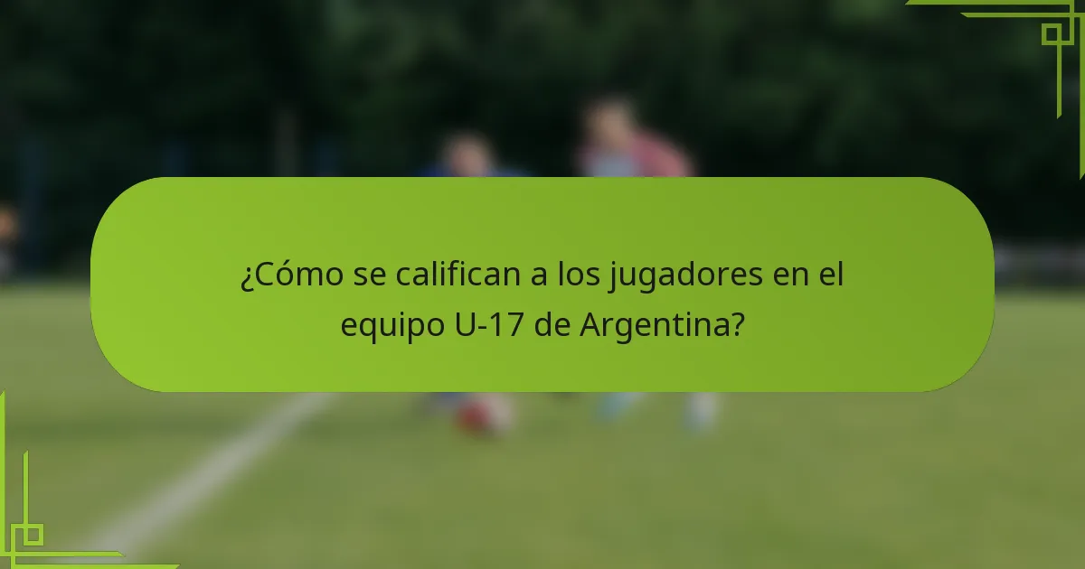 ¿Cómo se califican a los jugadores en el equipo U-17 de Argentina?