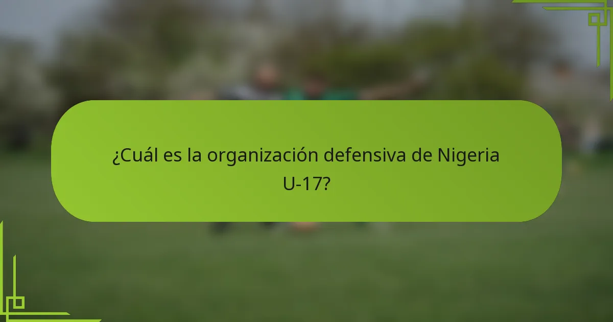¿Cuál es la organización defensiva de Nigeria U-17?