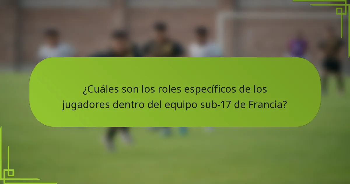 ¿Cuáles son los roles específicos de los jugadores dentro del equipo sub-17 de Francia?