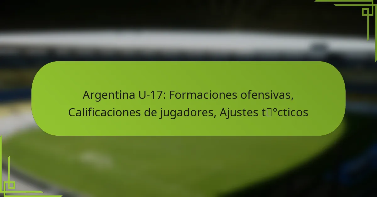 Argentina U-17: Formaciones ofensivas, Calificaciones de jugadores, Ajustes tácticos